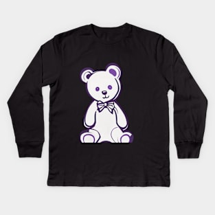 Charming Purple Bow Tie Teddy Bear Illustration No. 618 Kids Long Sleeve T-Shirt